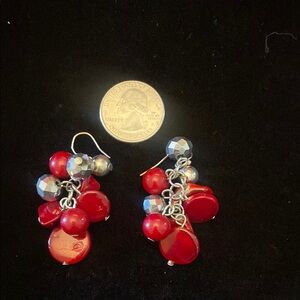 Elegant Red and Silver Dangle Earrings